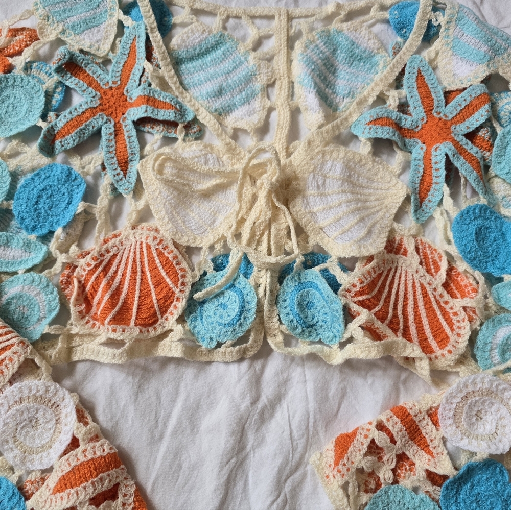 Crochet Beach Cover-Up Top - Multicolor - Picture 4 of 4